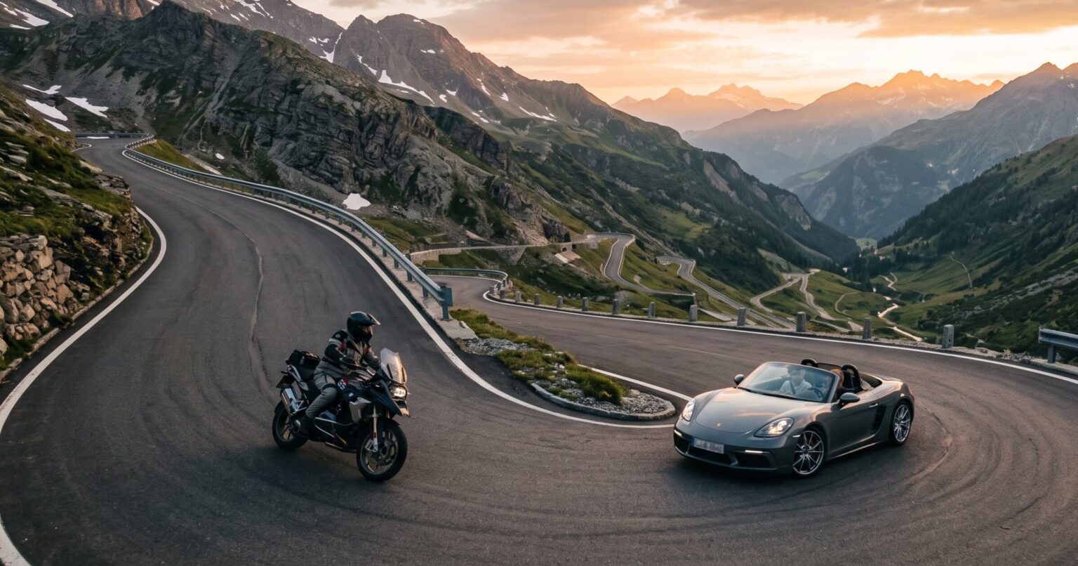 Die schönsten Passstraßen für Motorradfahrer, Roadster und Sportwagen
